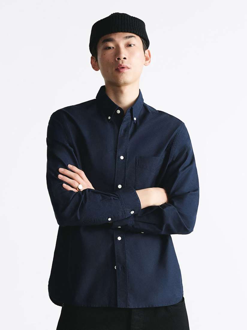 MISCHIEF MONKEY Classic Tailored Fit Button-Down Collar Long Sleeves Cotton  Casual Shirt