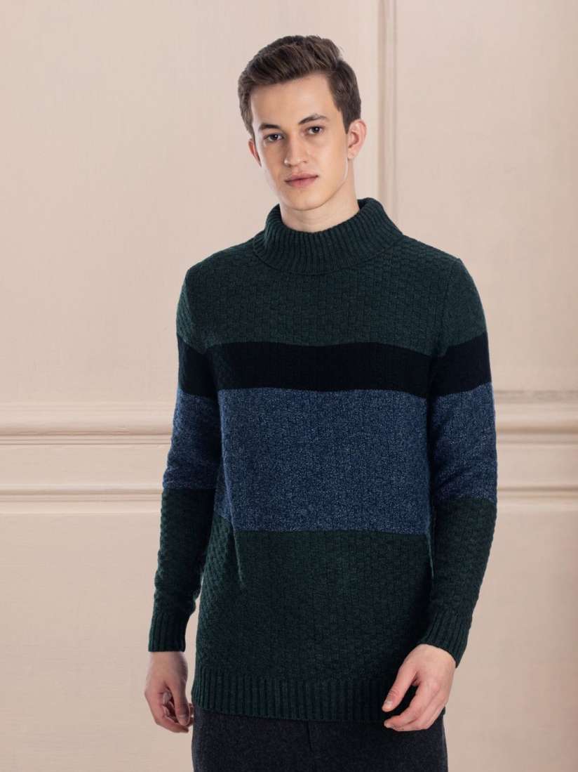 Buy AXMANN Colourblocked Woollen Ribbed Pullover Sweater Sweaters for Men 28421438 Myntra
