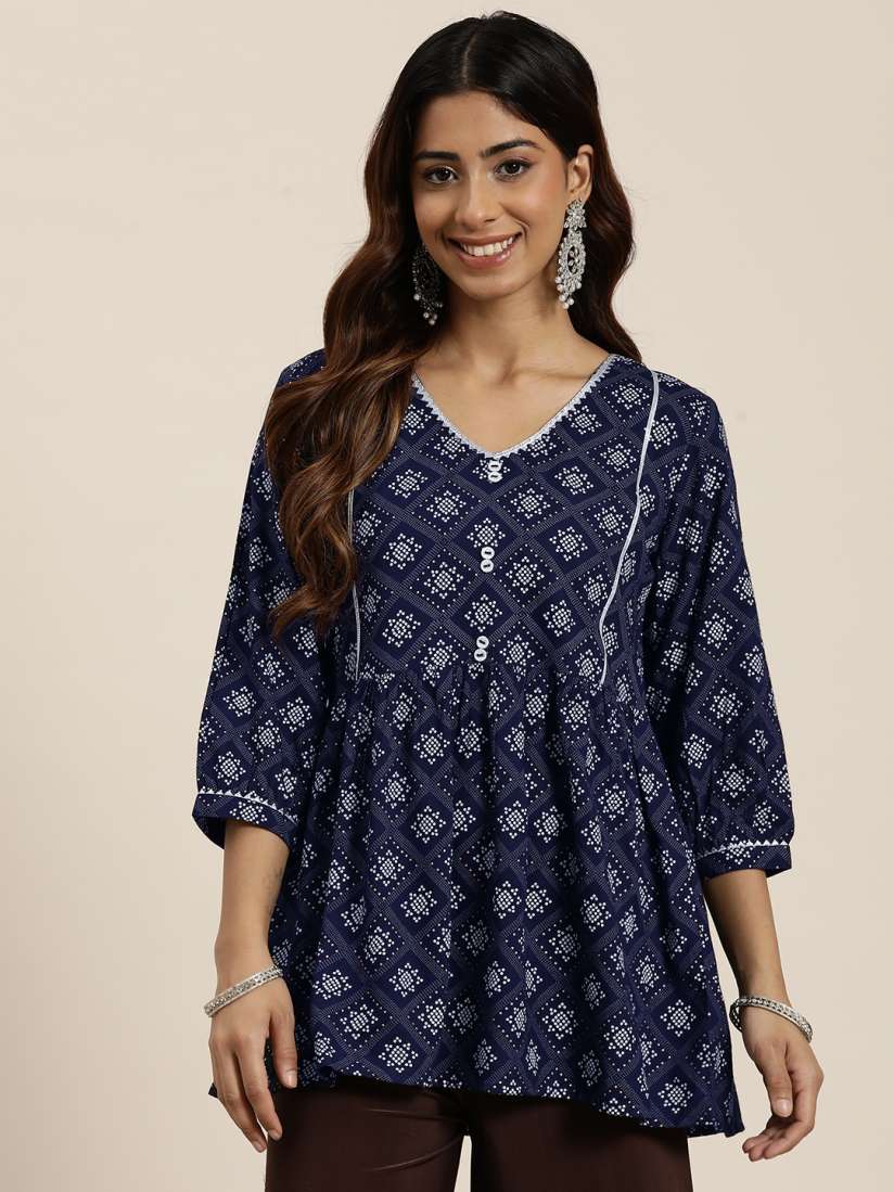 Buy HERE NOW Geometric Printed Gotta Patti Kurti Kurtis for Women 28422650 Myntra