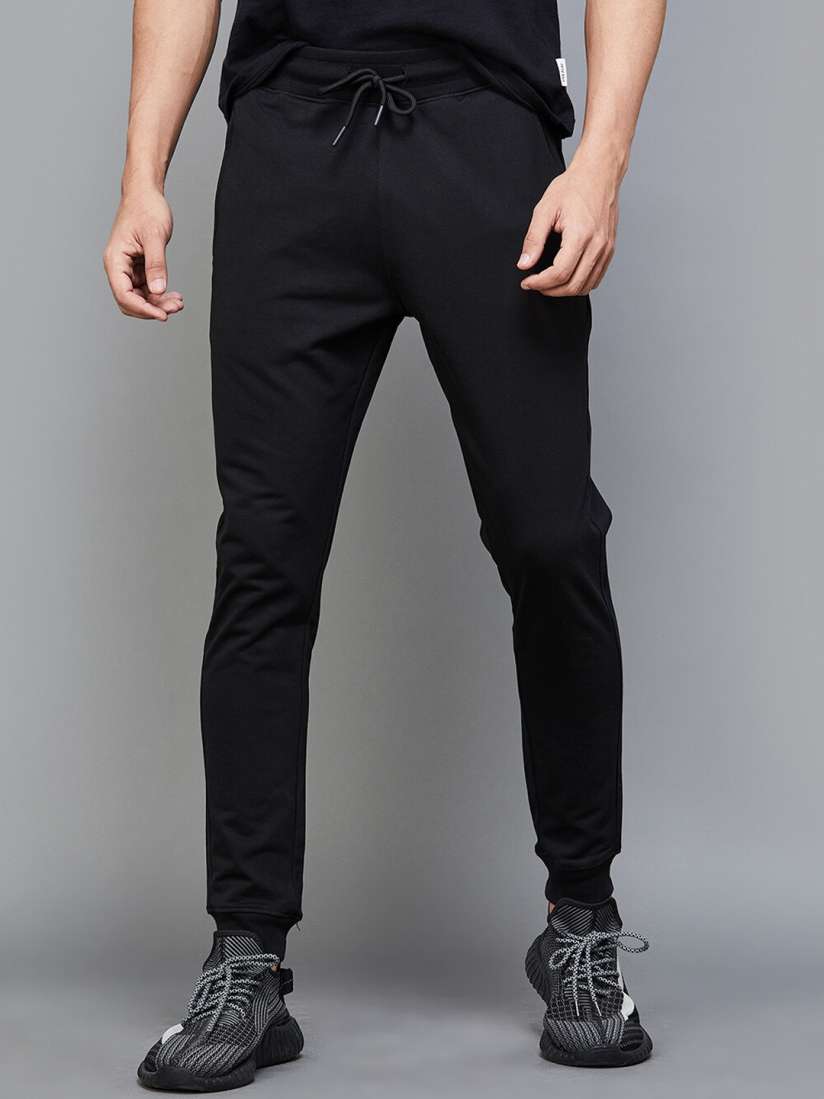 slim fit black joggers mens