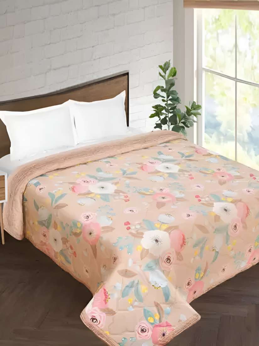 Buy Signature Beige White Floral Microfiber AC Room Double Bed Comforter Blankets Quilts and Dohars for Unisex 28442152 Myntra