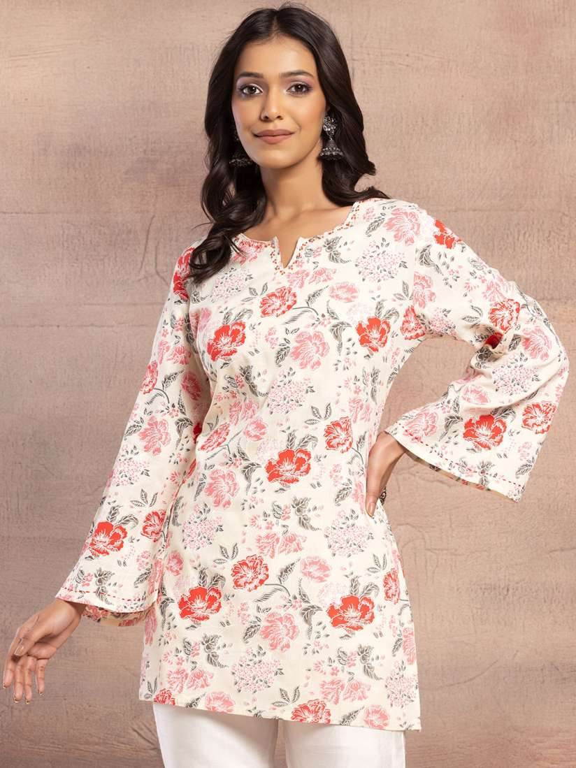 Buy INDYA Floral Printed Flared Sleeves Kurti Kurtis for Women 28442700 Myntra