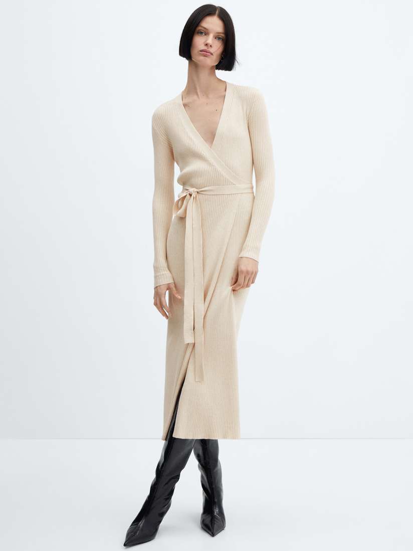 Buy MANGO Ribbed Wrap Midi Dress Dresses for Women 28455742 Myntra