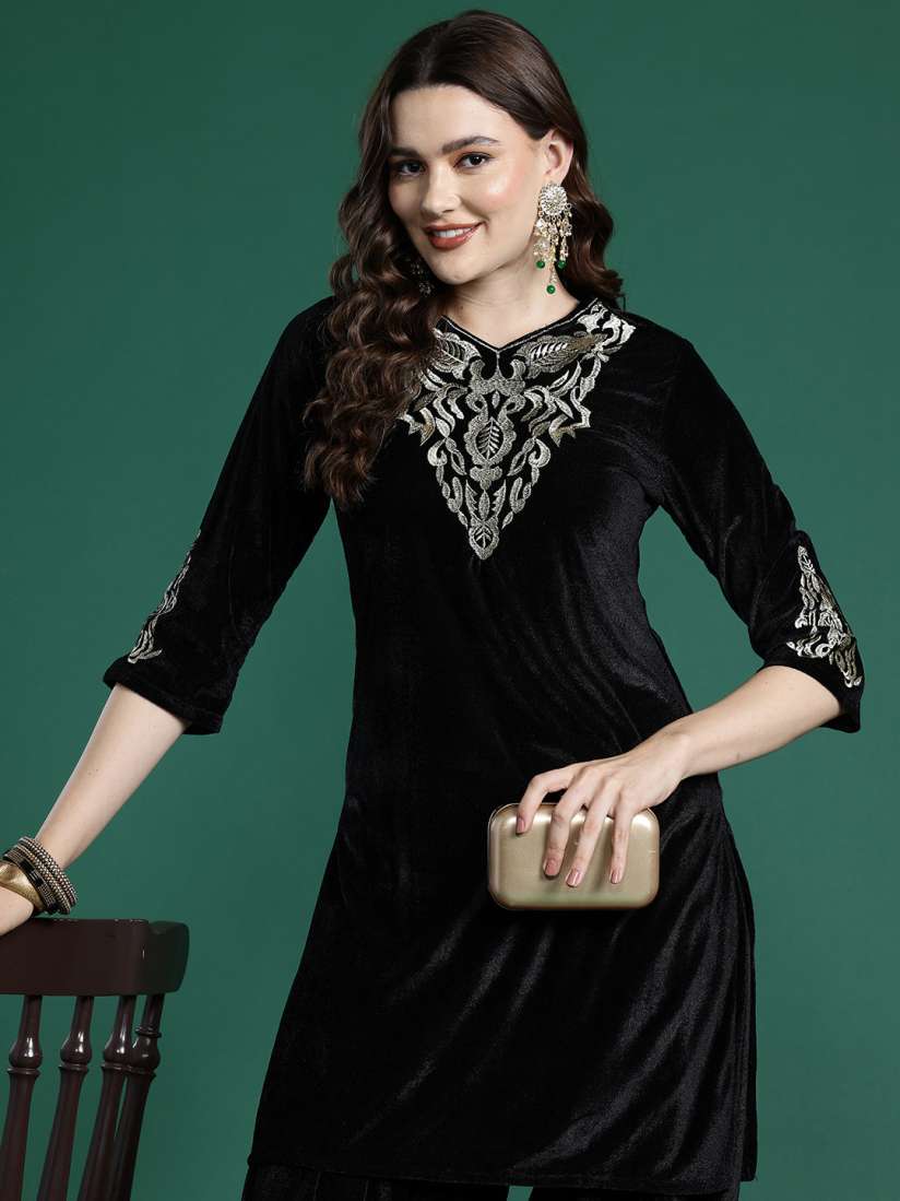 Buy Sangria Embroidered Velvet Kurta with Salwar Kurta Sets for Women 28459146 Myntra