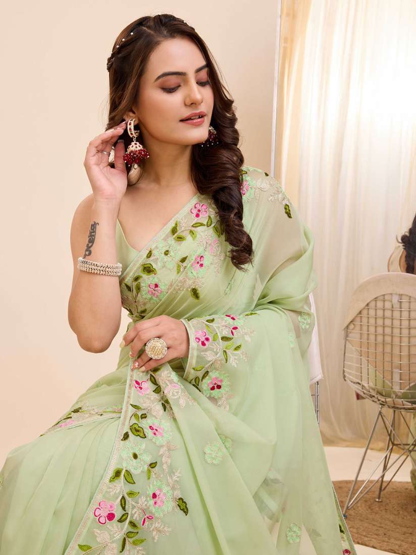 Organza saree myntra shop