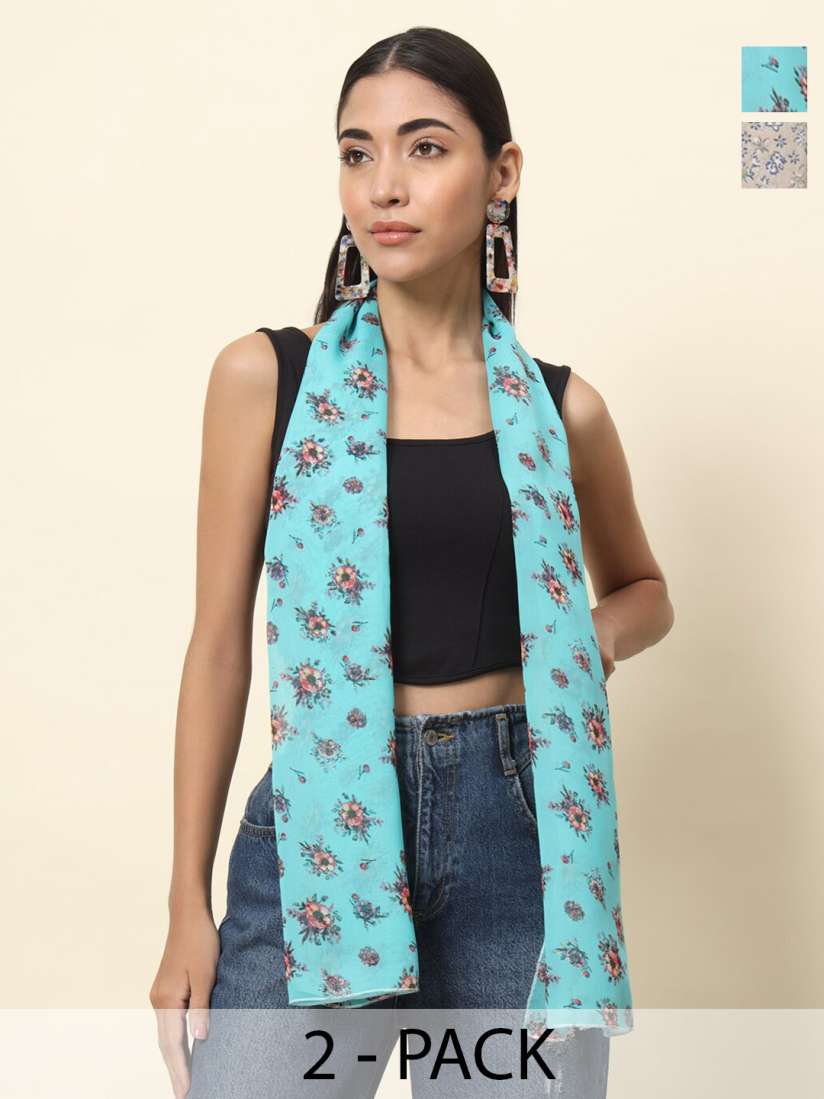 Buy Trend Arrest Women Pack Of 2 Printed Scarf Scarves for Women 28467062 Myntra