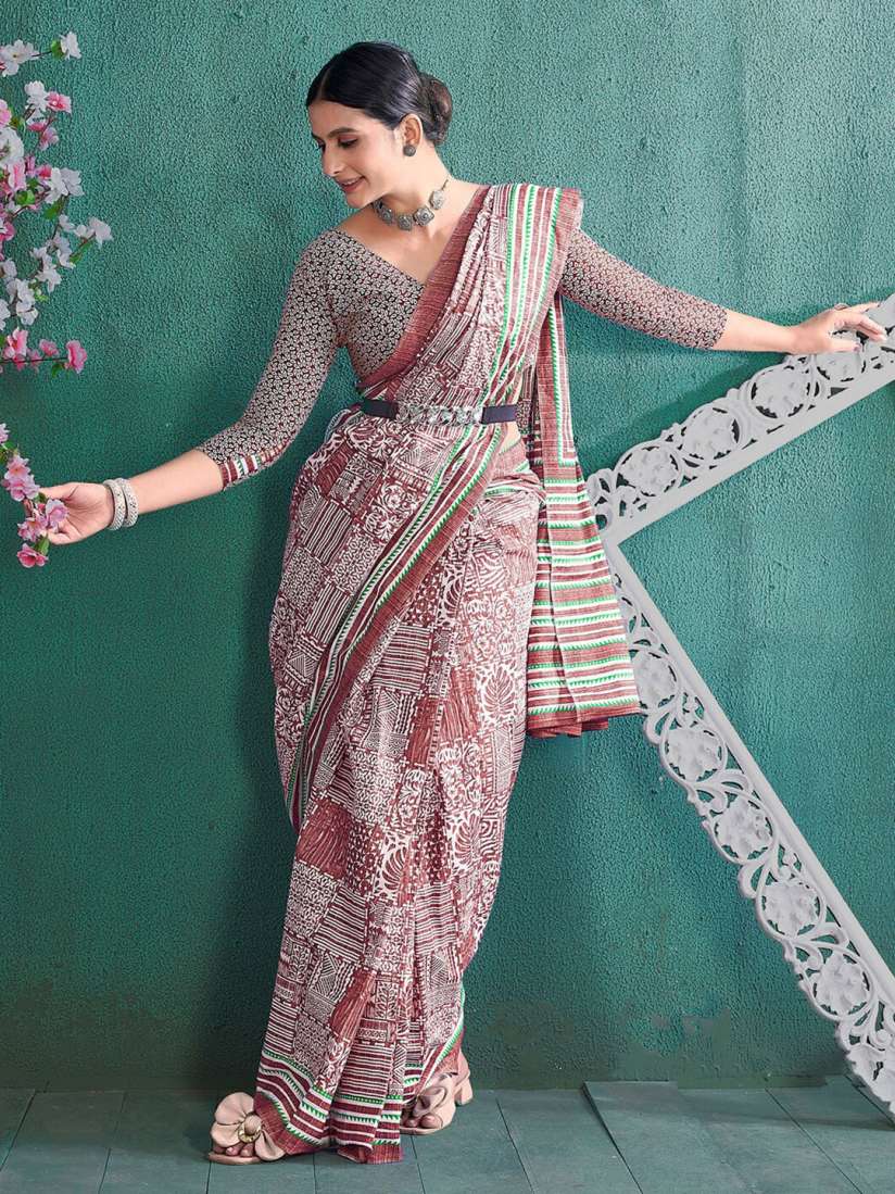 Buy KALINI Abstract Printed Pure Cotton Saree Sarees for Women 28471600 Myntra