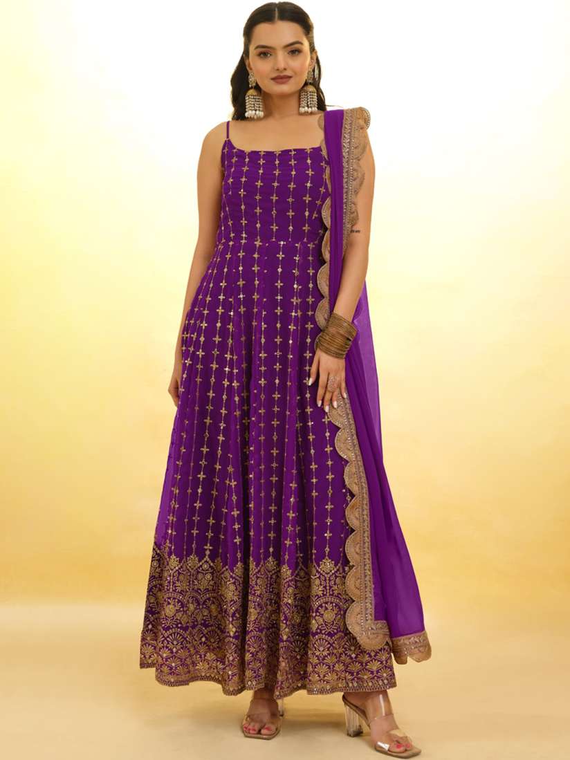 Buy Fusionic Ethnic Motifs Embroidered Zari Anarkali Kurta With Trousers Dupatta Kurta Sets for Women 28472698 Myntra