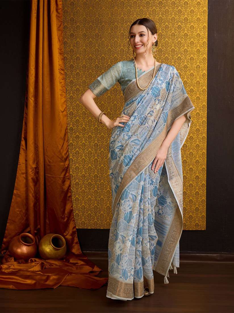 Buy Ishin Floral Printed Zari Saree Sarees for Women 28473746 Myntra