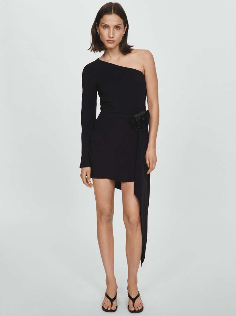 Buy MANGO One Shoulder Asymmetric Floral Applique Bodycon Mini Dress Dresses for Women 28474358 Myntra