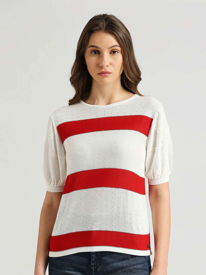 Buy Pepe Jeans Striped Puff Sleeves Top Tops for Women 28474850 Myntra