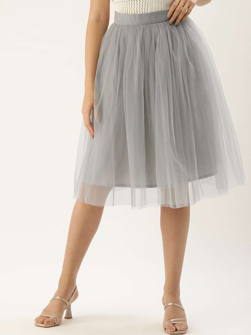 Buy ROVING MODE Flared Knee Length Net Skirt Skirts for Women 28481302 Myntra