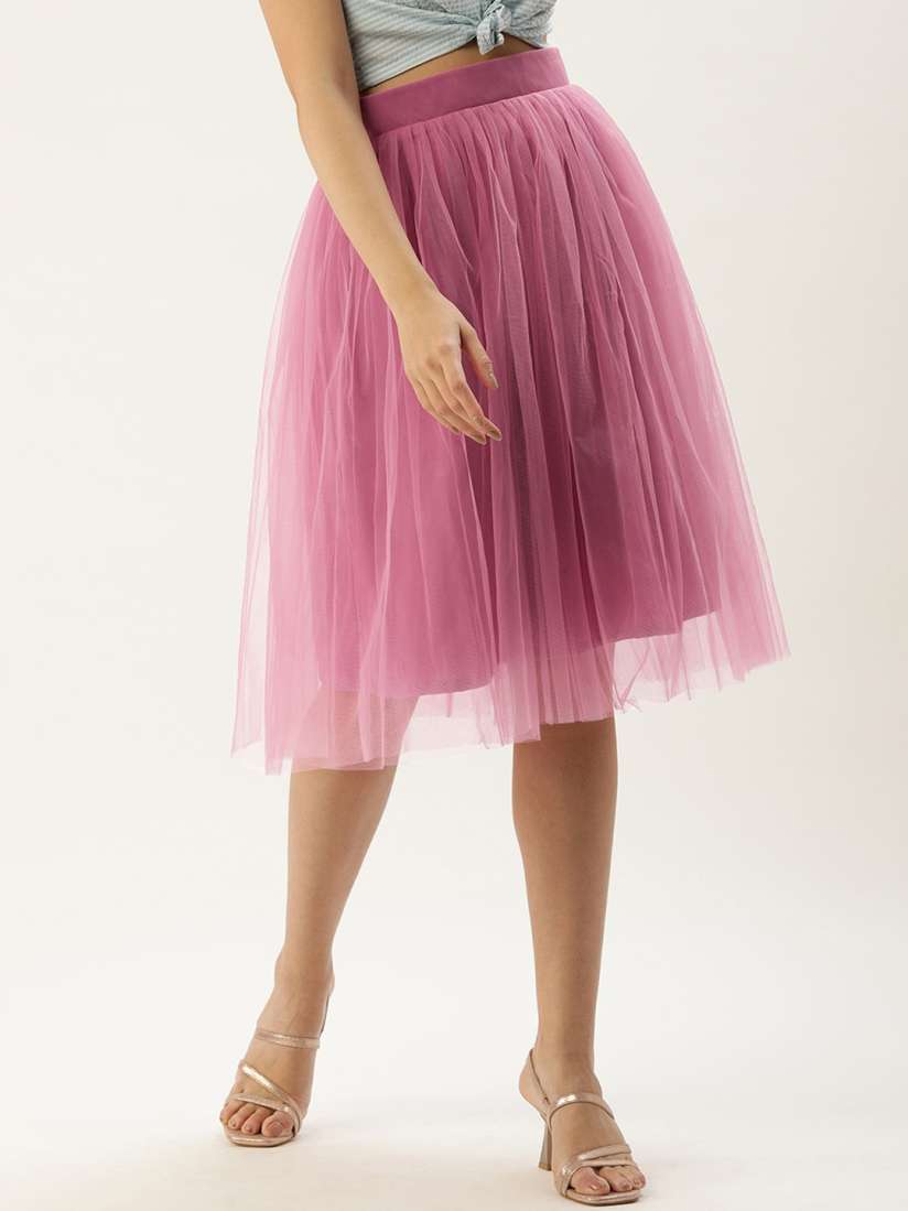Buy ROVING MODE Flared Knee Length Net Skirt Skirts for Women 28481318 Myntra