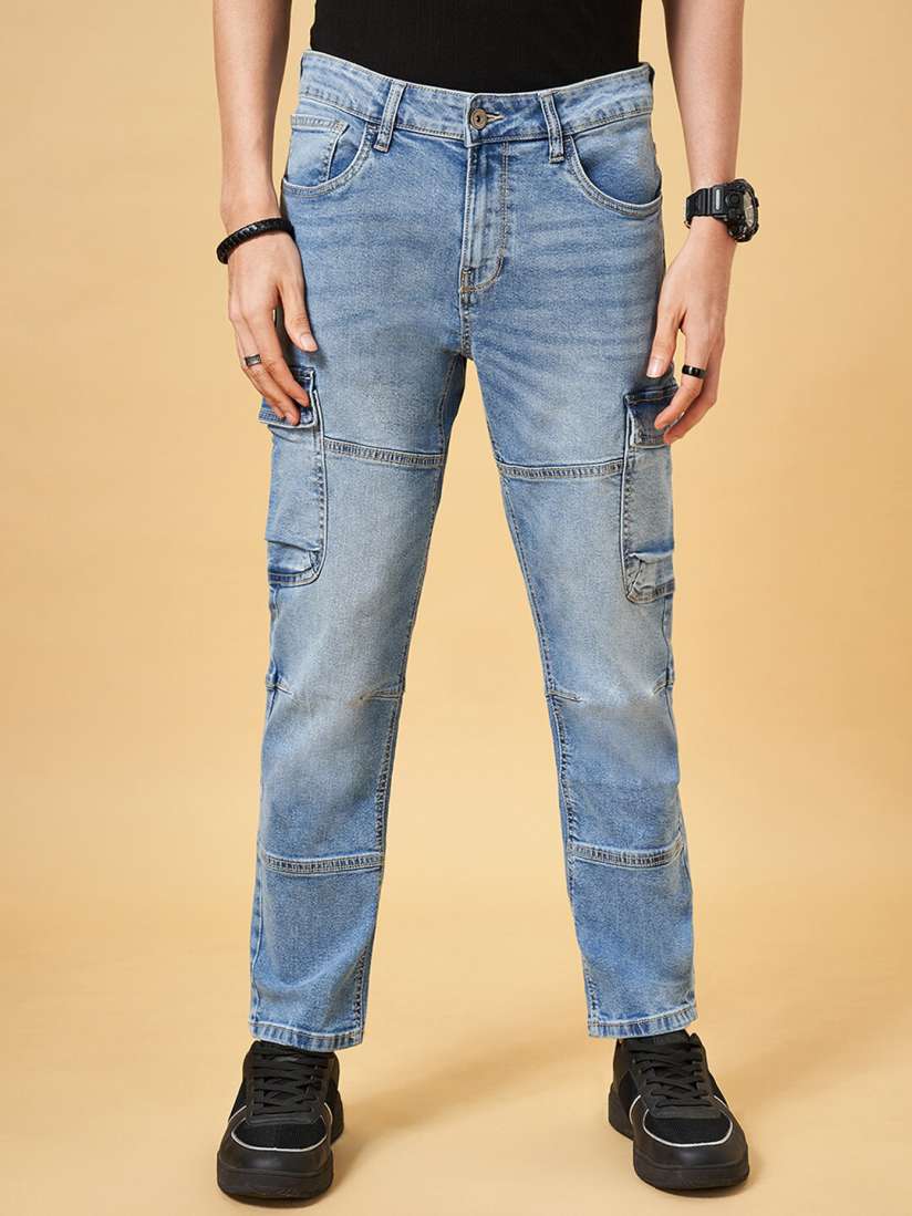 Buy SF JEANS by Pantaloons Men Straight Fit Clean Look Heavy Fade Stretchable Cargos Jeans Jeans for Men 28483088 Myntra