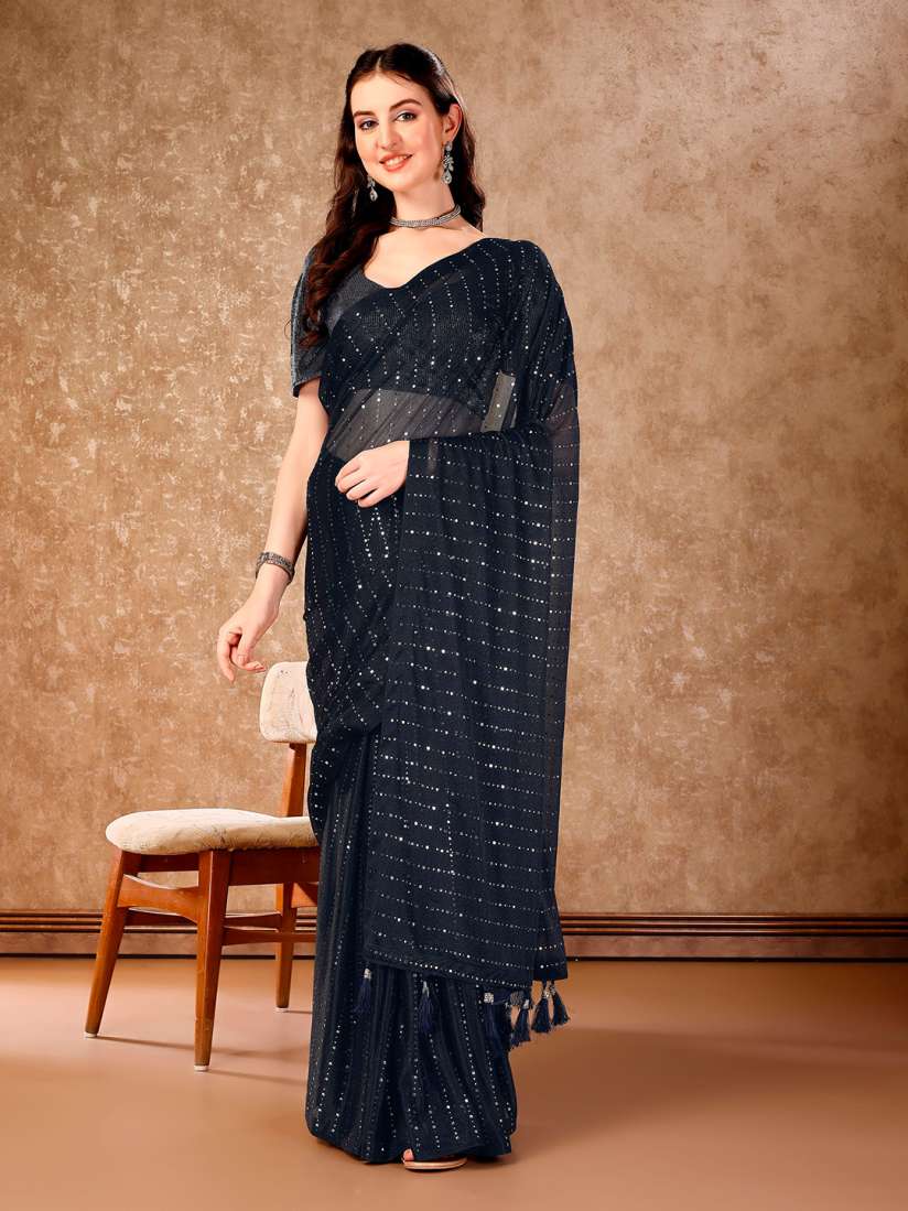 Buy KALINI Embellished Mirror Work Saree Sarees for Women 28488158 Myntra