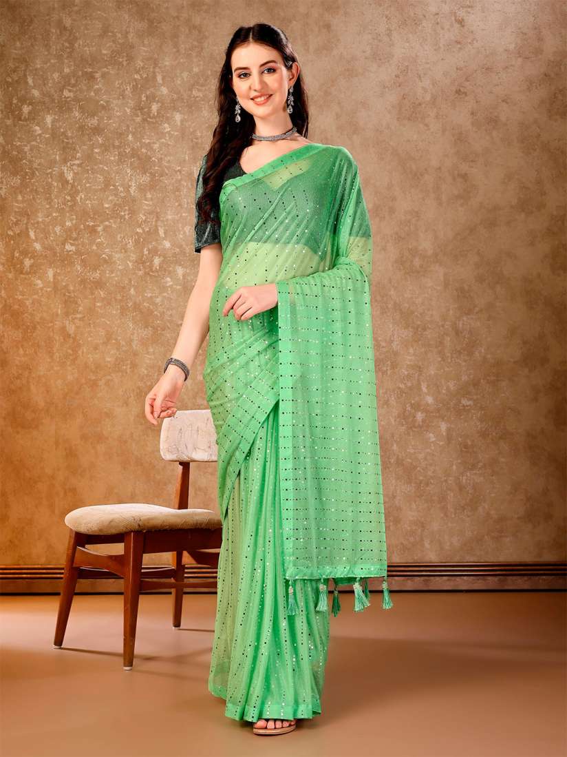 Myntra mirror work sarees on sale