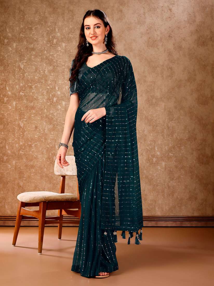 Buy Indian Women Embellished Mirror Work Saree Sarees for Women 28491388 Myntra