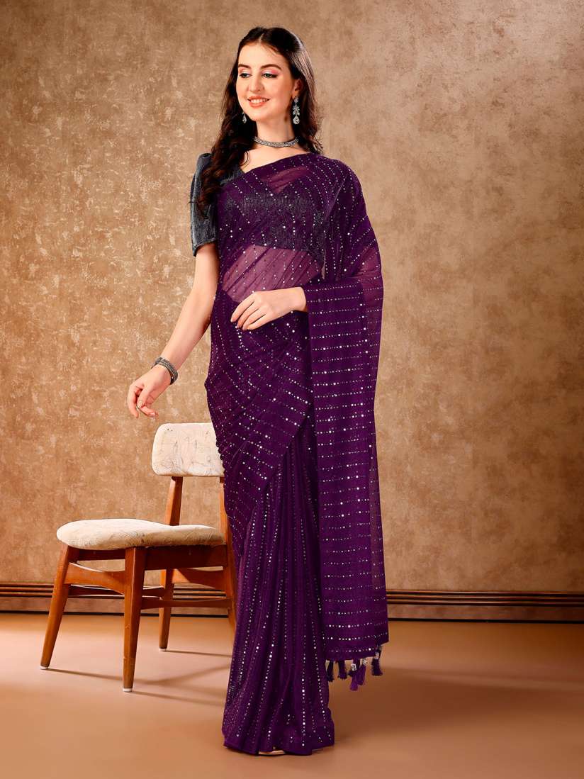 Myntra mirror work sarees on sale