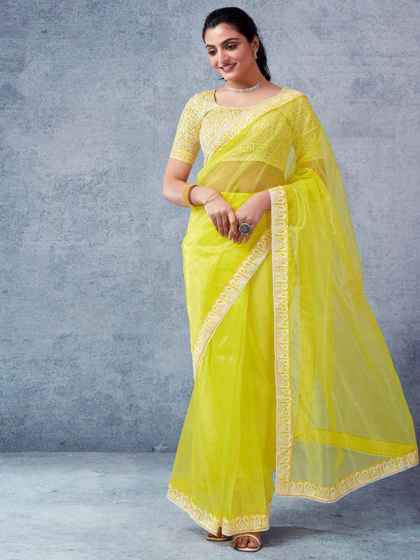 Buy Mitera Embroidered Organza Ready to Wear Dabu Saree Sarees for Women 28492102 Myntra