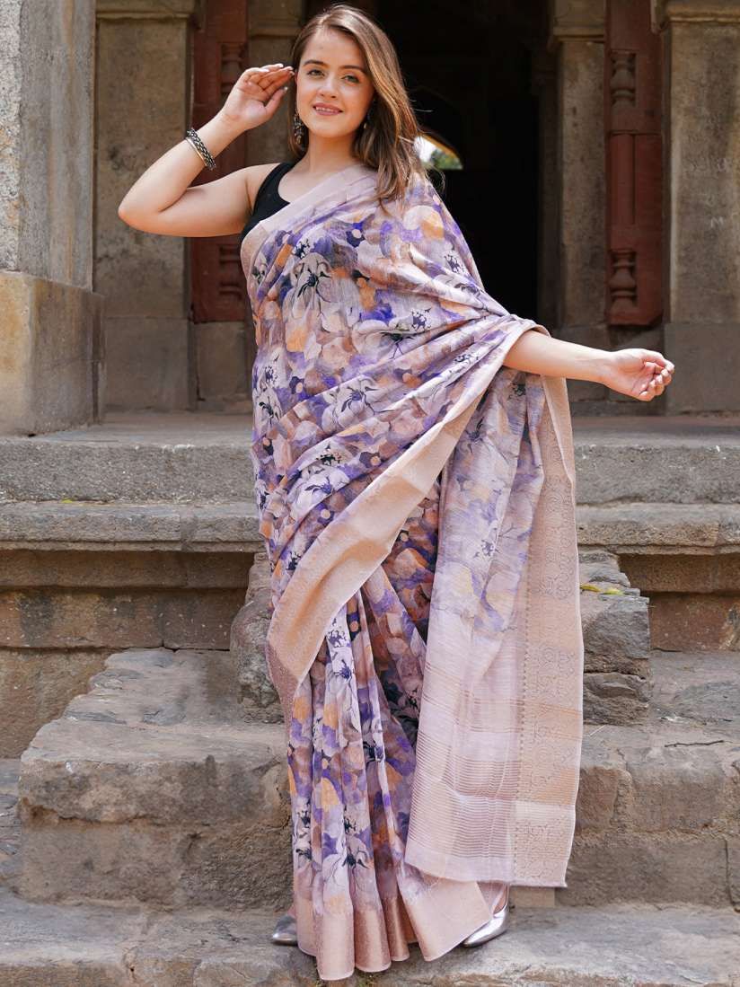 Buy Libas Floral Printed Zari Chanderi Saree Sarees for Women 28492290 Myntra