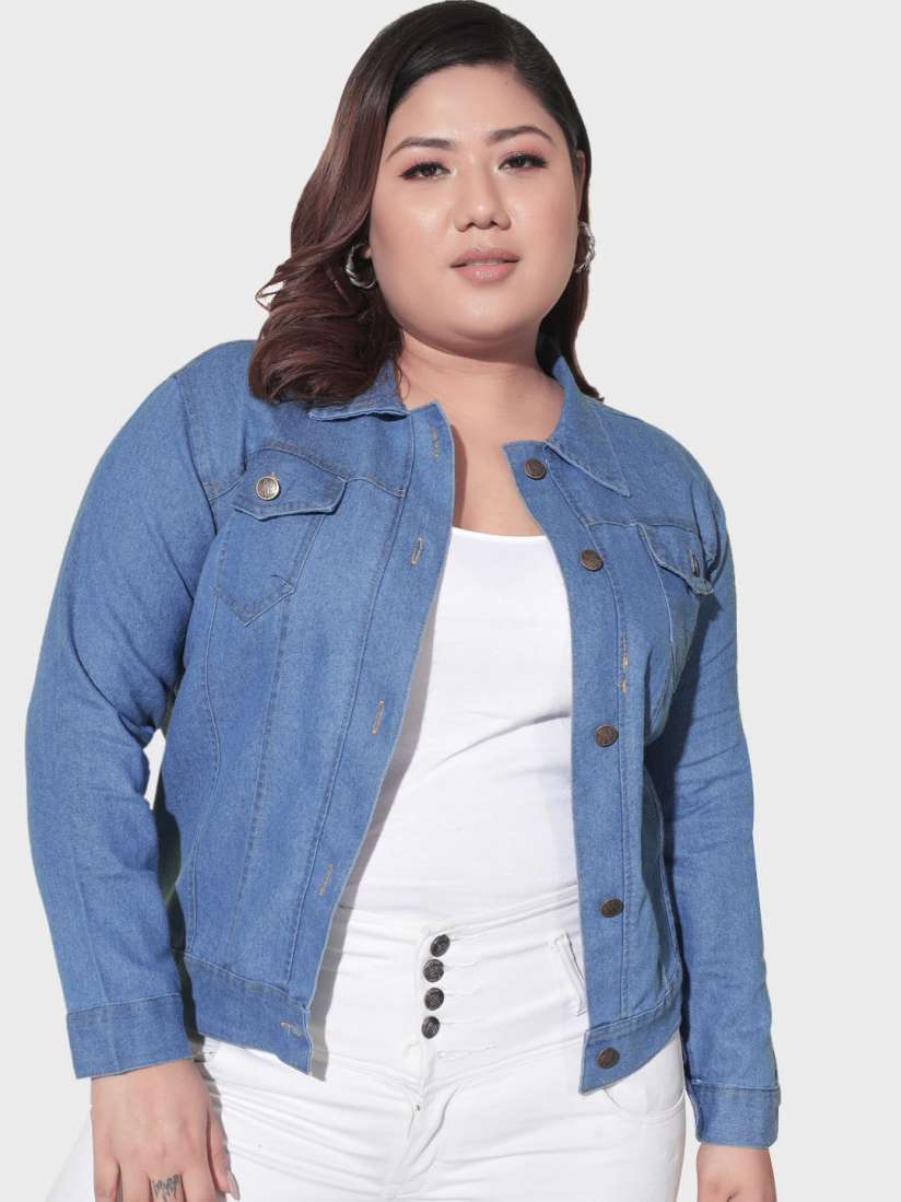 Lightweight plus size jean jacket top