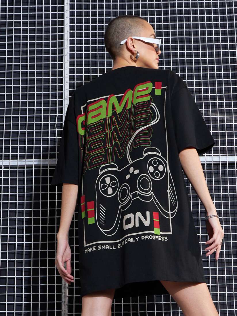 Black t shirt dress oversized sales