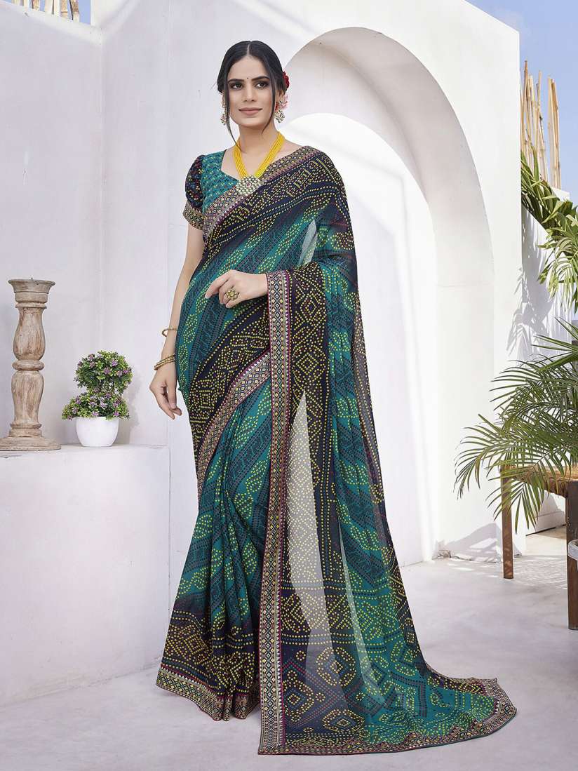 Buy MAGMINA Printed Pure Georgette Bandhani Saree Sarees for Women 28500668 Myntra