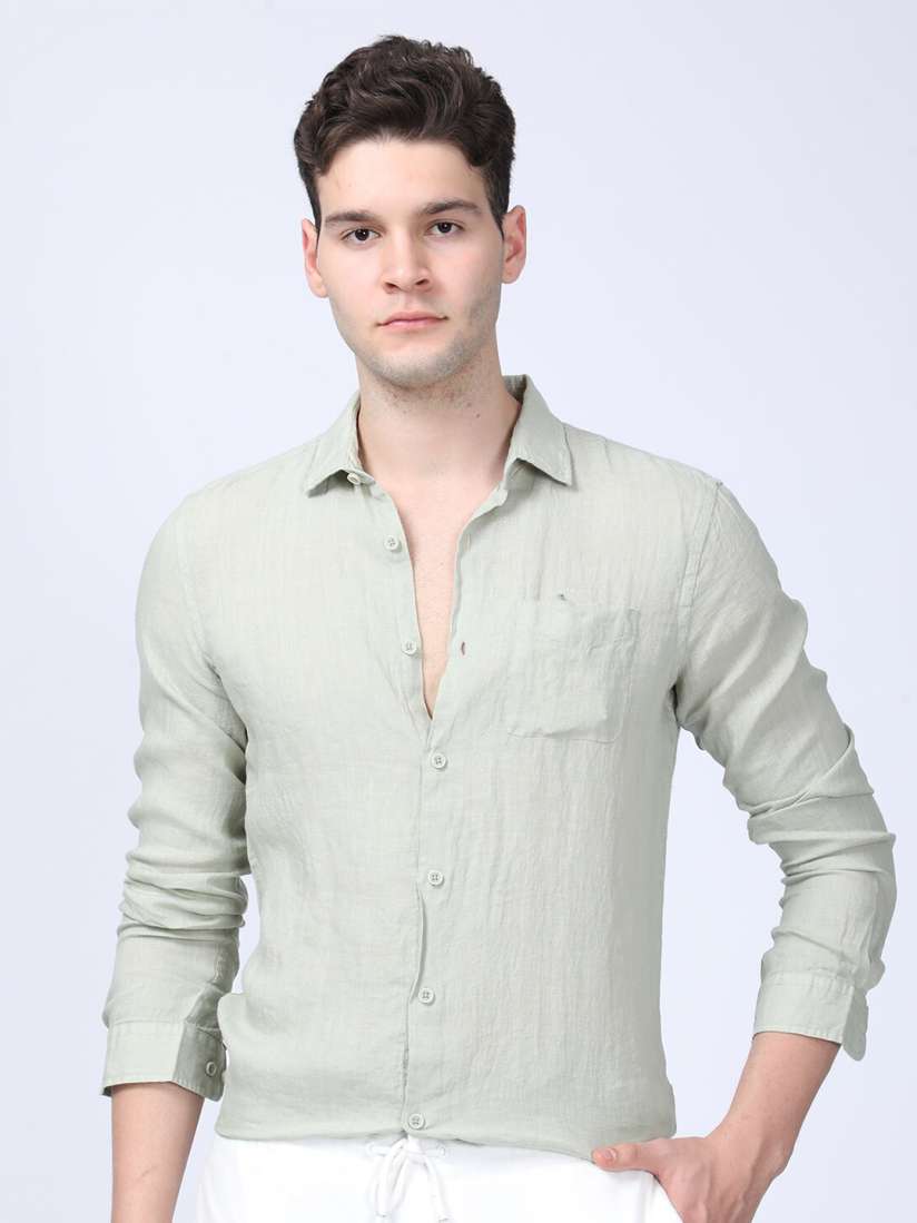 Buy POE Smart Slim Fit Linen Shirt Shirts for Men 28509334 Myntra