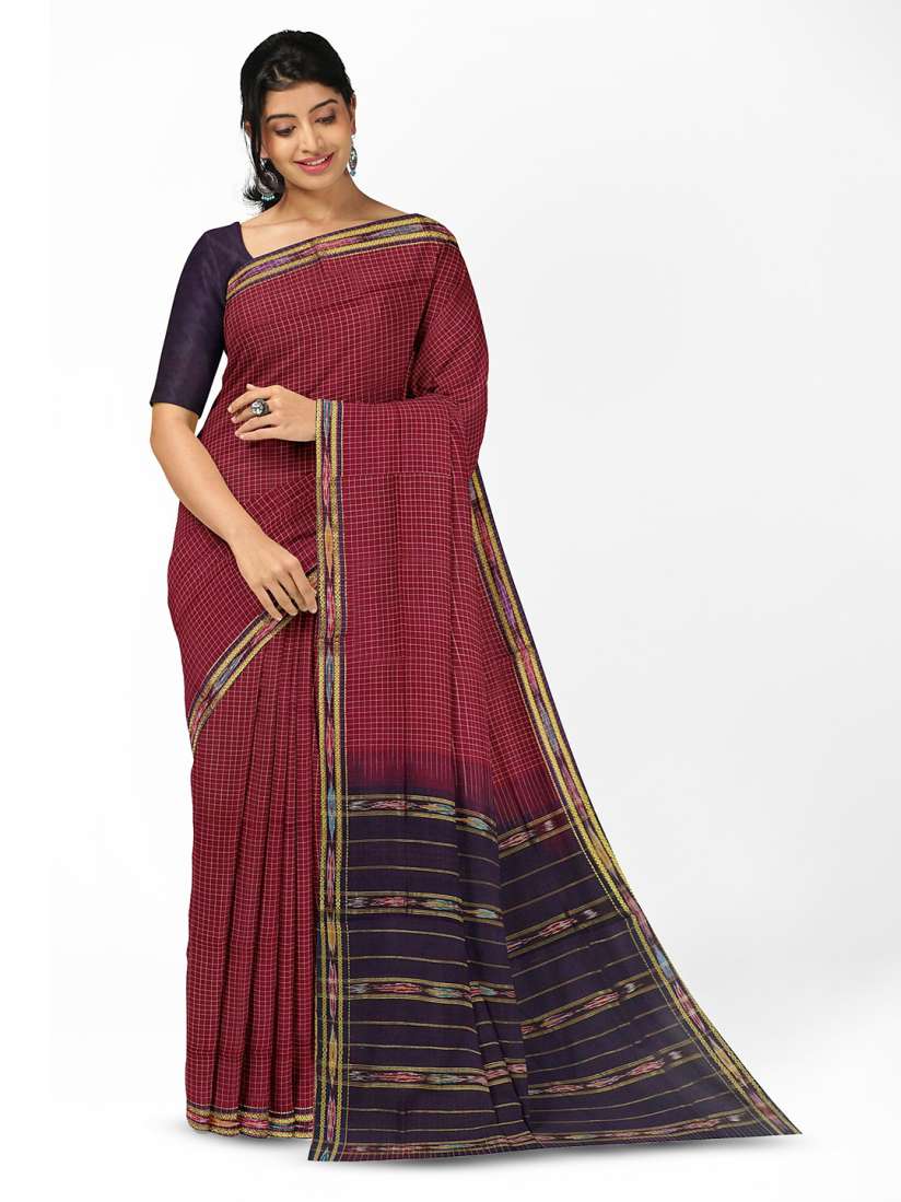 Buy APCO Checked Zari Pure Cotton Handloom Saree Sarees for Women 28516864 Myntra