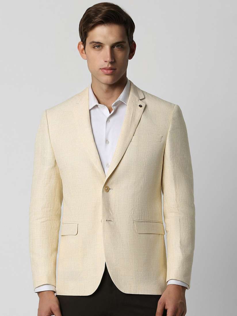 Buy Van Heusen Slim Fit Textured Single Breasted Pure Linen Blazer Blazers for Men 28519030 Myntra