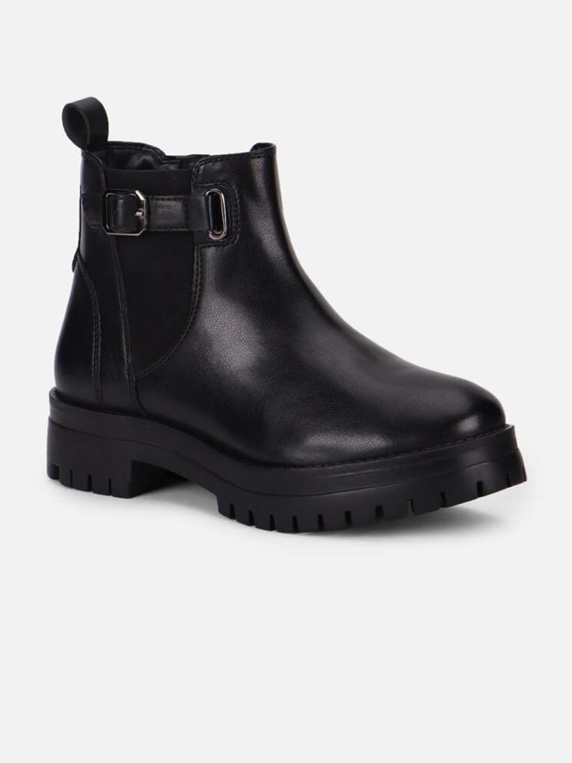 Buy FOREVER 21 Women Buckle Detailed Block Heeled Chelsea Boots Boots for Women 28528742 Myntra