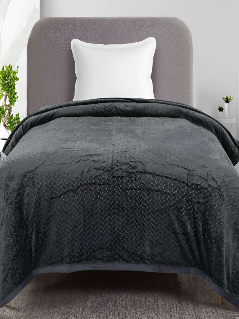 Buy GAPU BALY Grey Striped AC Room 300 GSM Single Bed Blanket Blankets Quilts and Dohars for Unisex 28528824 Myntra