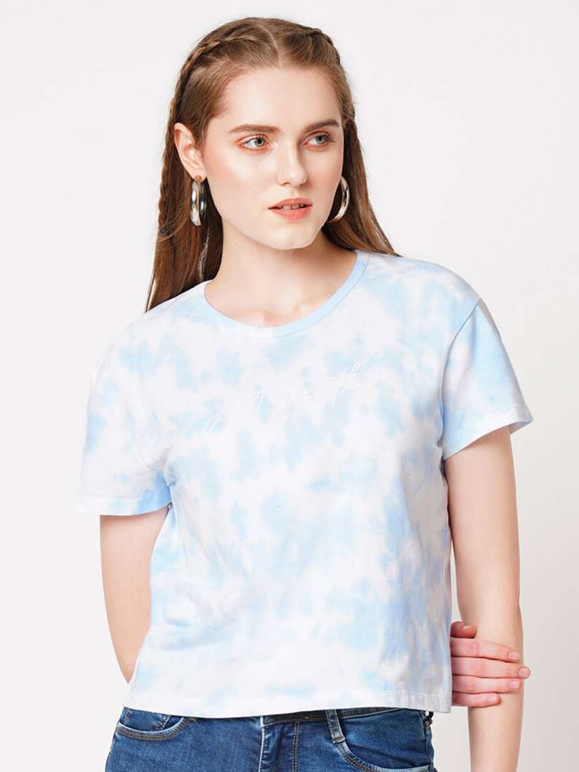 Buy Kraus Jeans Tie Dye Slim Fit Cotton Crop T shirt Tshirts for Women 28532346 Myntra