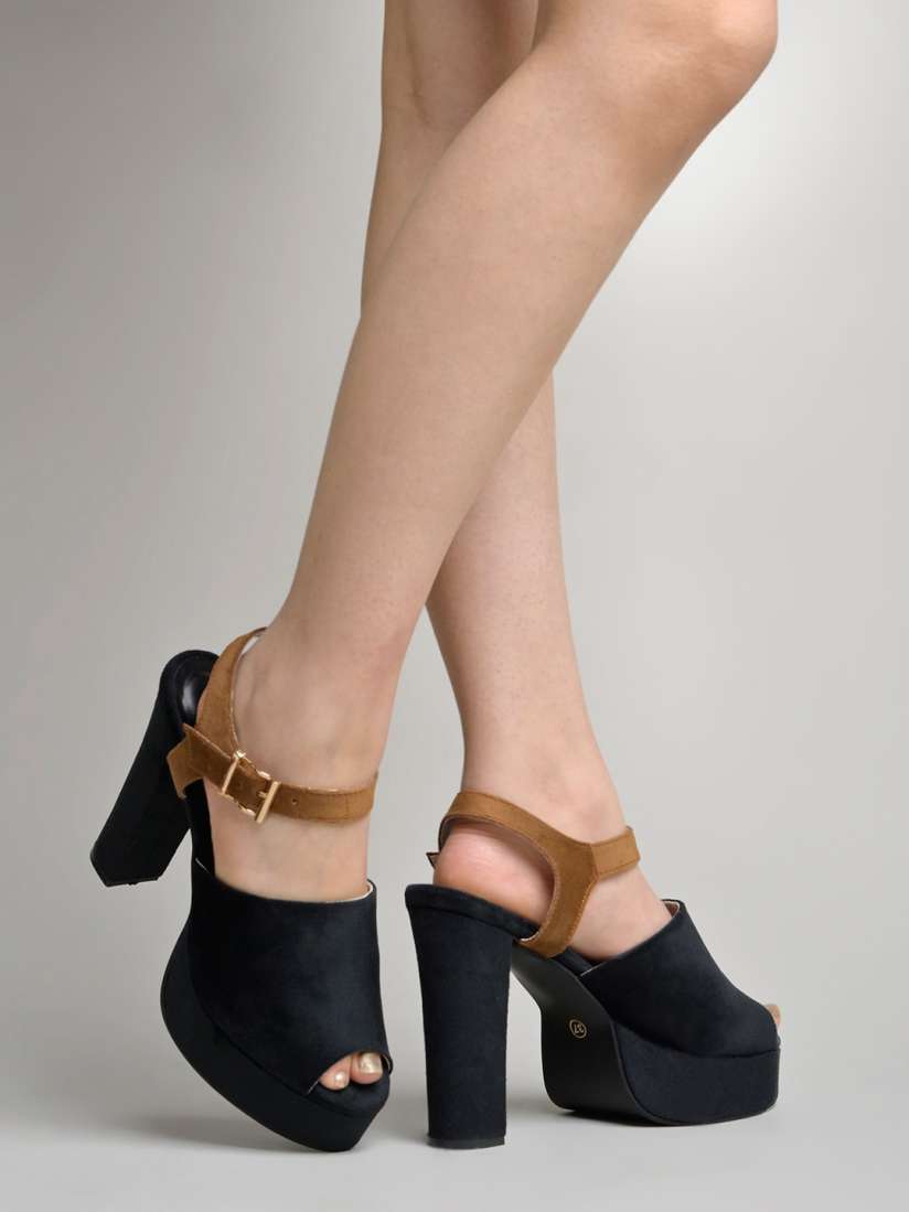 Suede open toe heels top