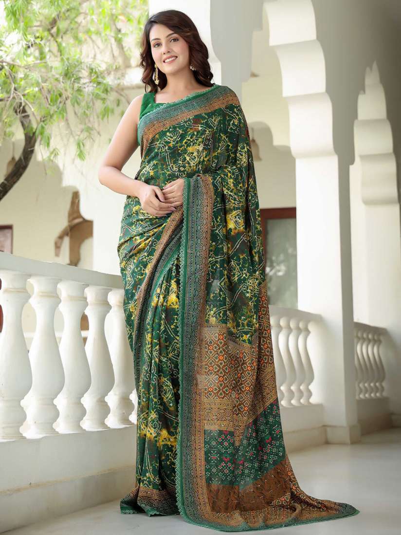 Myntra embroidered sarees clearance