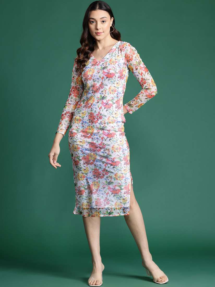 Buy DressBerry Floral Print Net Layered Bodycon Dress Dresses for Women 28559862 Myntra