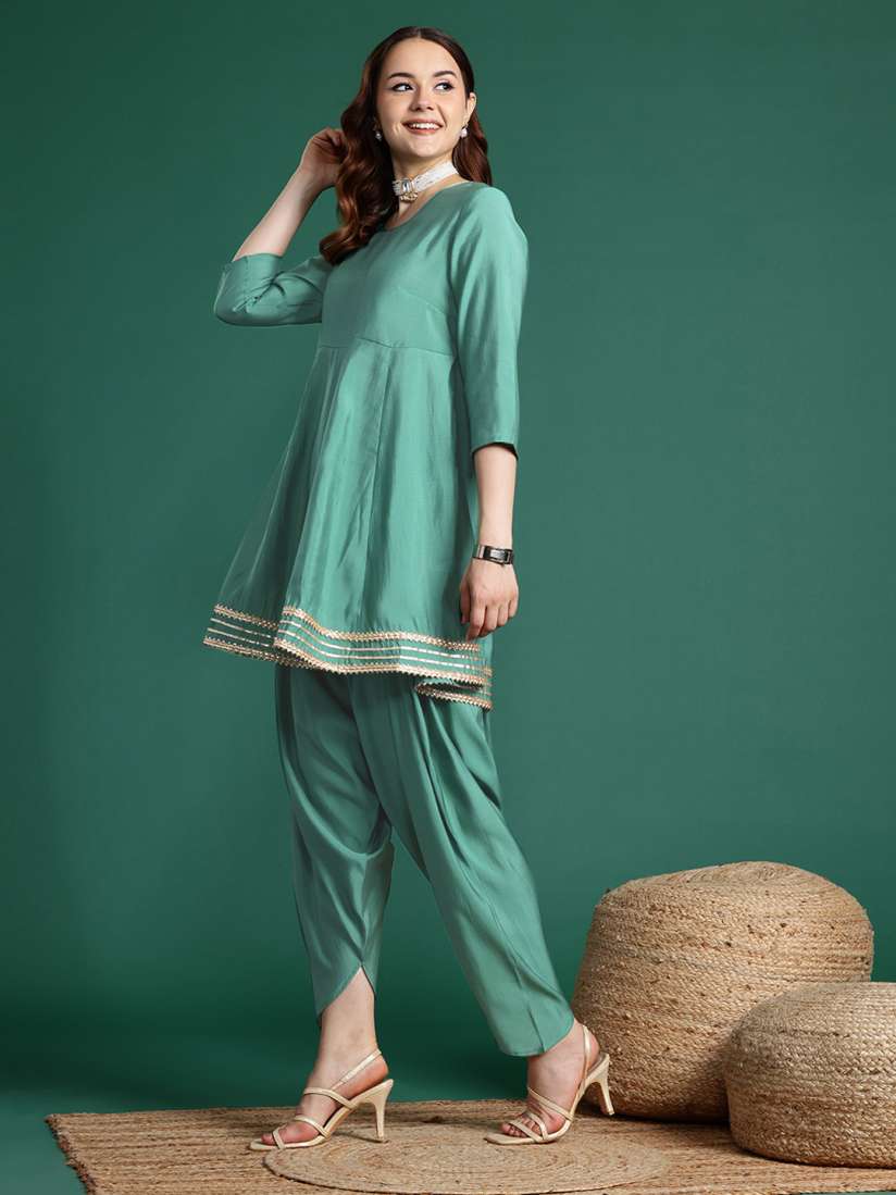 Buy Sangria A Line Kurti with Dhoti Pants Kurta Sets for Women 28560280 Myntra