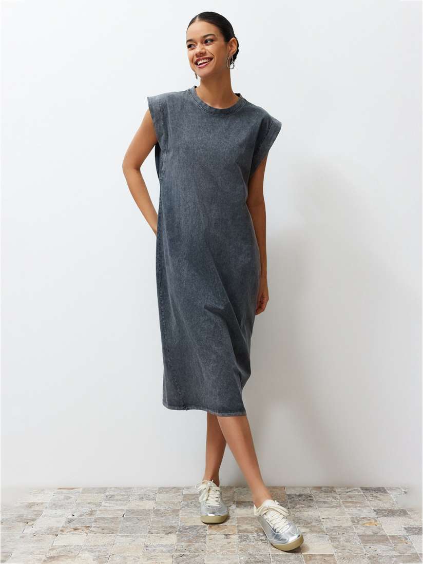 Buy Trendyol Round Neck Sleeveless Cotton T shirt Midi Dress Dresses for Women 28562684 Myntra
