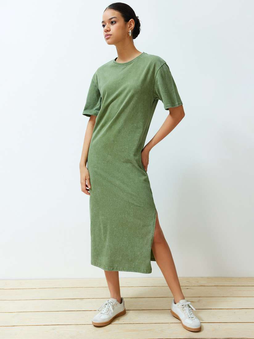 Buy Trendyol Pure Cotton T shirt Midi Dress Dresses for Women 28562818 Myntra