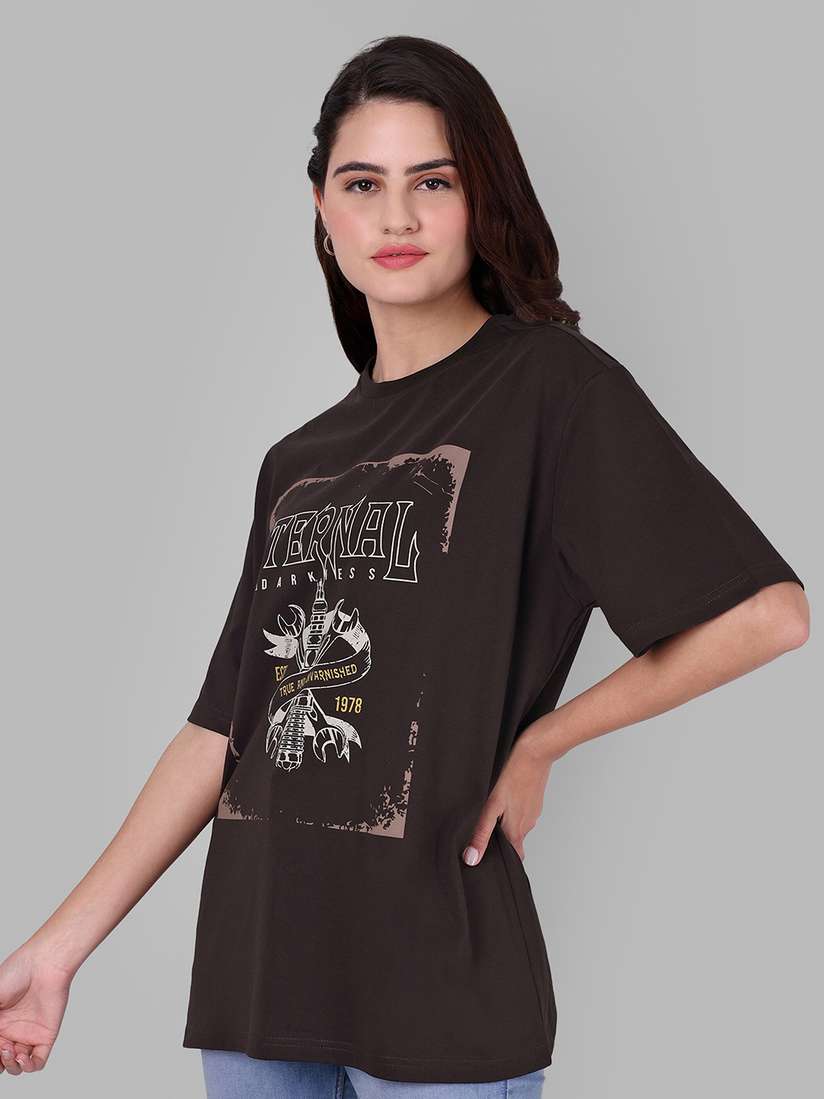 Buy The Roadster Lifestyle Co Brown Graphic Printed Cotton