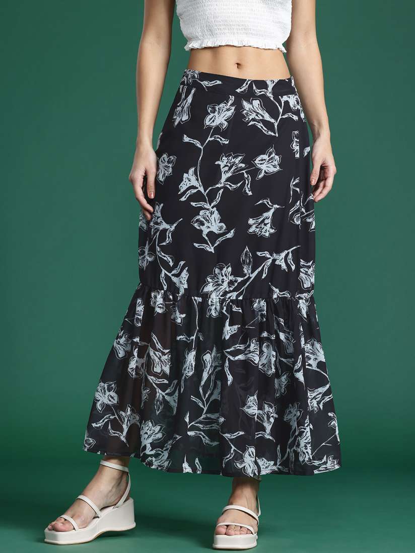 Buy DressBerry Floral Print Slit Midi Skirt Skirts for Women 28583820 Myntra