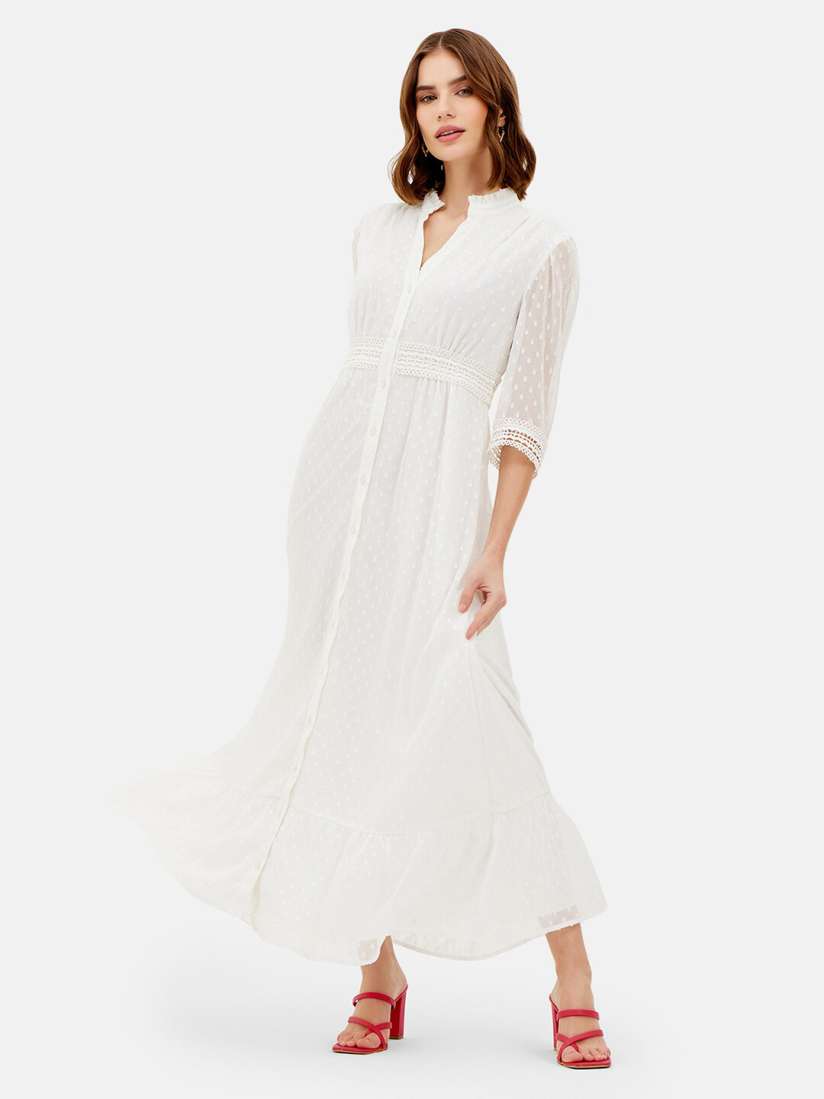 Buy Kazo Self Designed Mandarin Collar Satin Maxi Dress Dresses for Women 28588060 Myntra