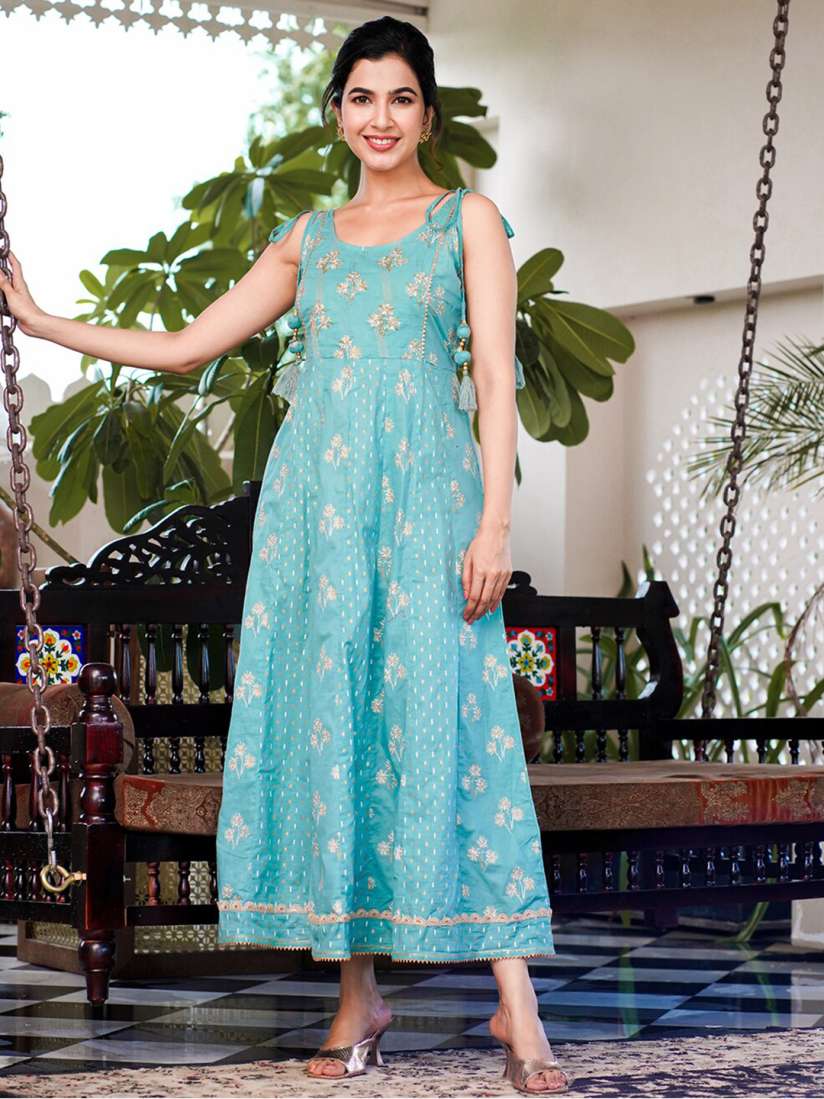Buy KALINI Ethnic Motifs Print Pure Cotton Maxi Dress Dresses for Women 28593066 Myntra
