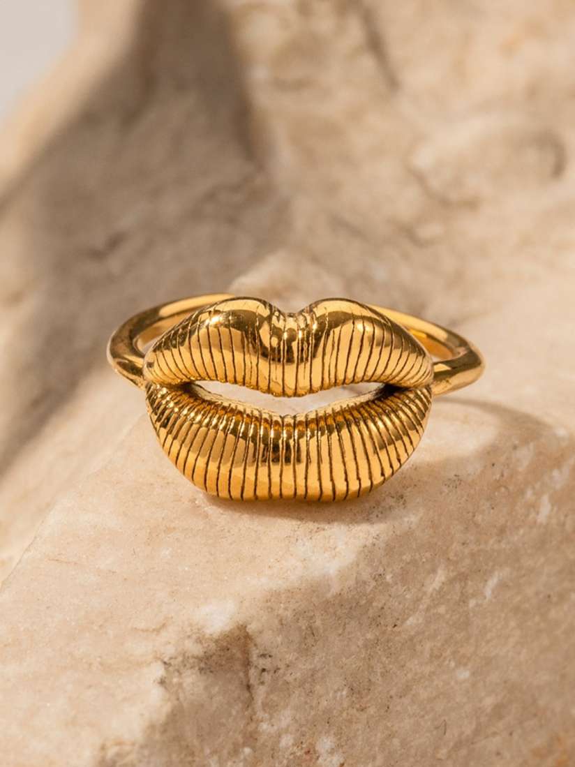 Buy Dorada Jewellery Gold Plated Stainless Steel Lips Shaped Finger Ring Ring for Women 28596548 Myntra