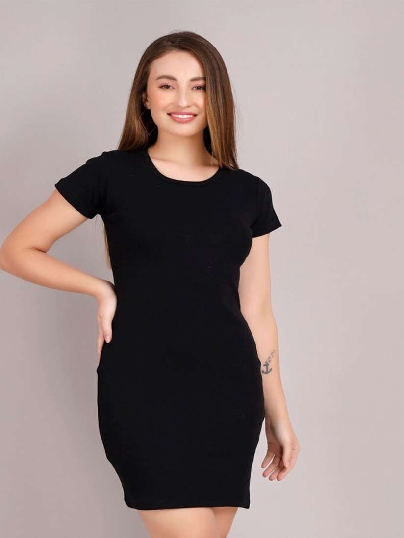 Round neck bodycon dress clearance