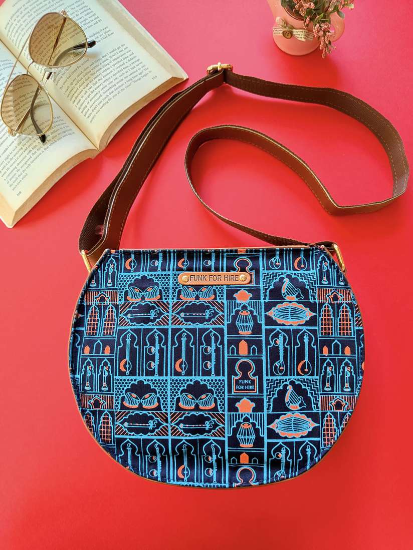 Blue cotton ethnic sling bag shop