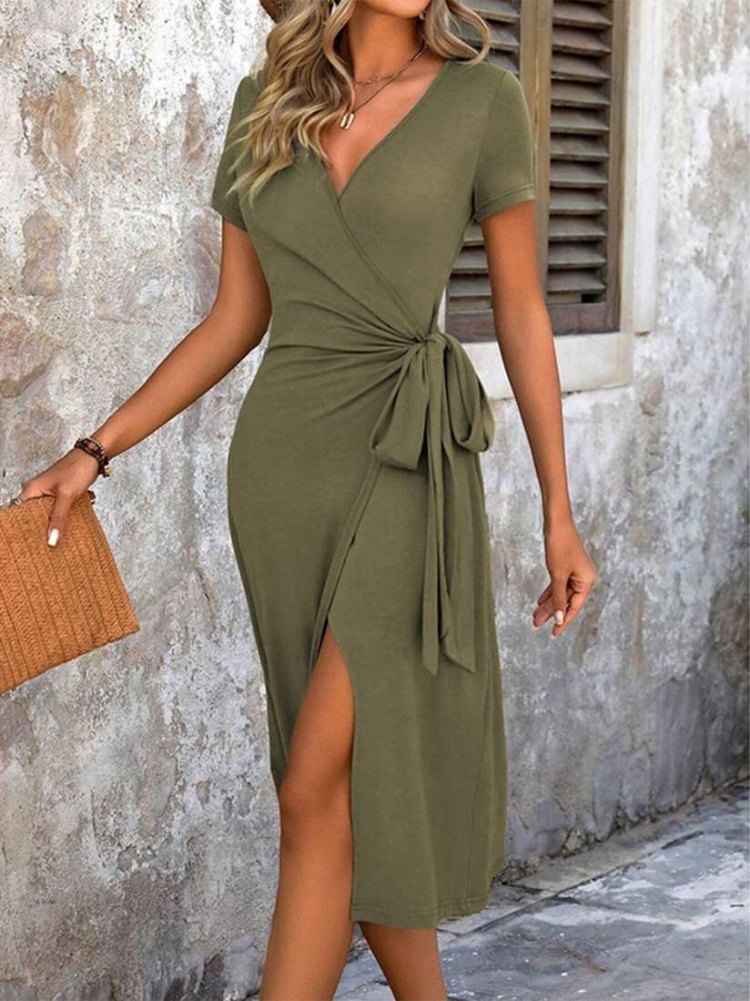 Buy StyleCast x Revolte V Neck Wrap Midi Dress Dresses for Women 28619976 Myntra