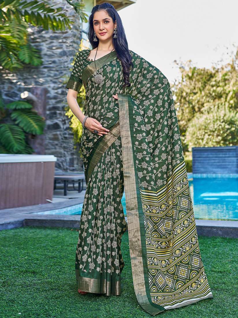 Buy Mitera Floral Printed Zari Kanjeevaram Saree Sarees for Women 28620910 Myntra