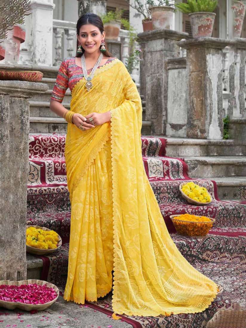 Floral chiffon sarees best sale