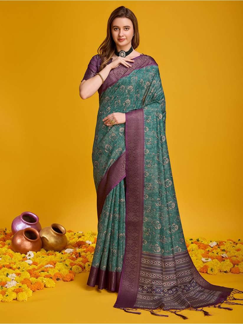 Buy Mitera Floral Zari Silk Cotton Saree Sarees for Women 28639602 Myntra